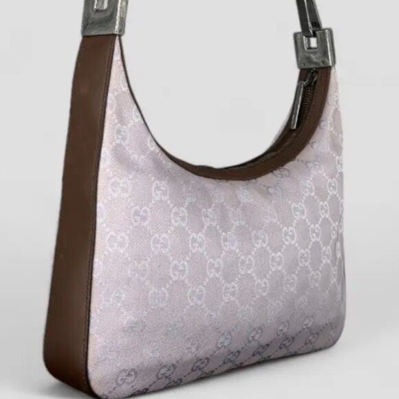 Gucci Brown/Lilac GG Canvas and Leather Clasps Hobo - Picture 3 of 6